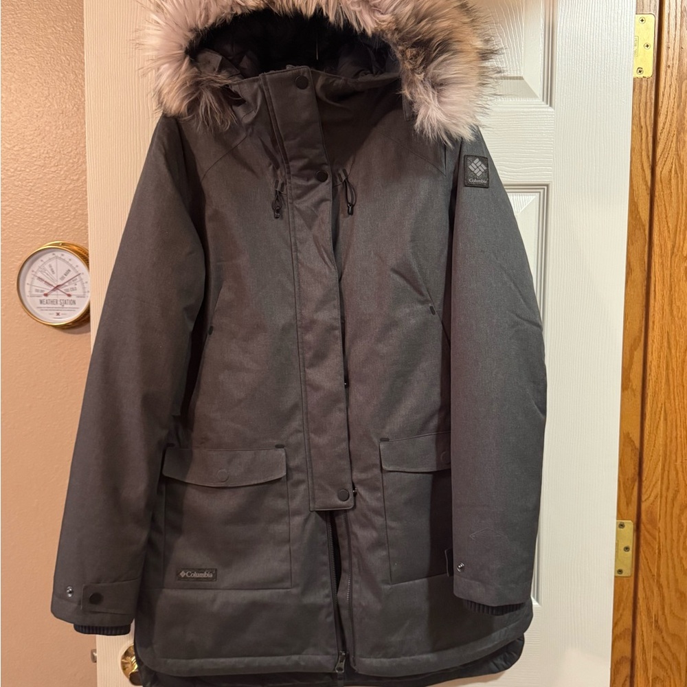 Columbia OmniTech Charcoal Jacket with Removable Faux Fur Trim